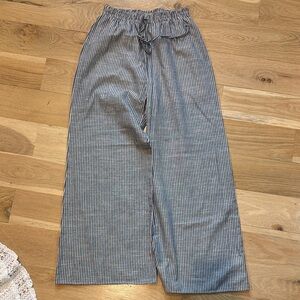 Altar'd State Blue and white linen Striped Wide Leg Pants